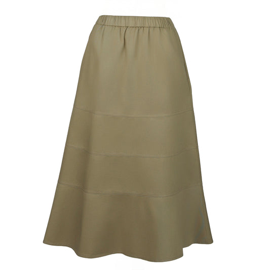 Tiered Khaki Skirt with Pockets