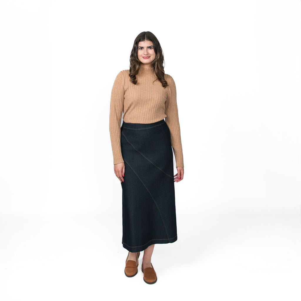 Diagonal Denim Skirt