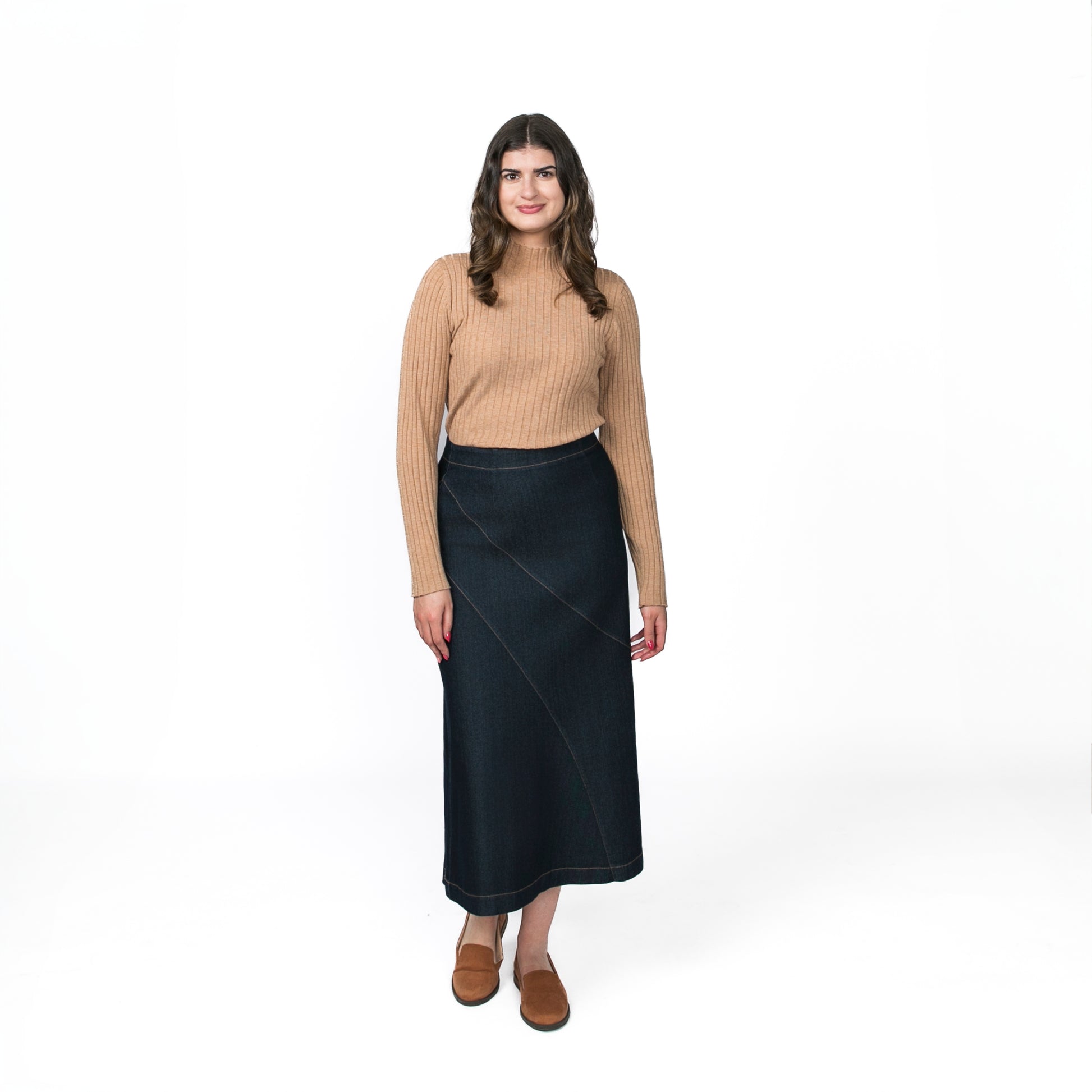 Diagonal Denim Skirt