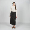 Pleated Panel Black Denim Skirt