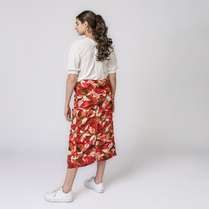 Ruched Bold Floral Skirt