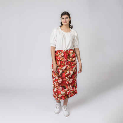 Ruched Bold Floral Skirt