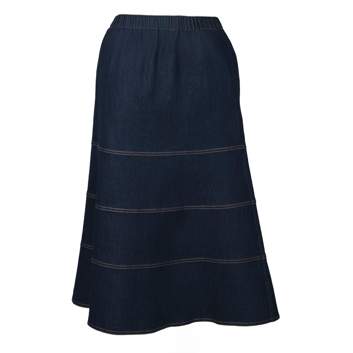 Tiered Denim Skirt with Pockets