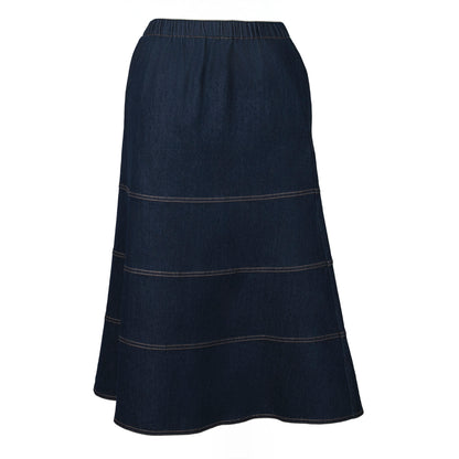 Tiered Denim Skirt with Pockets