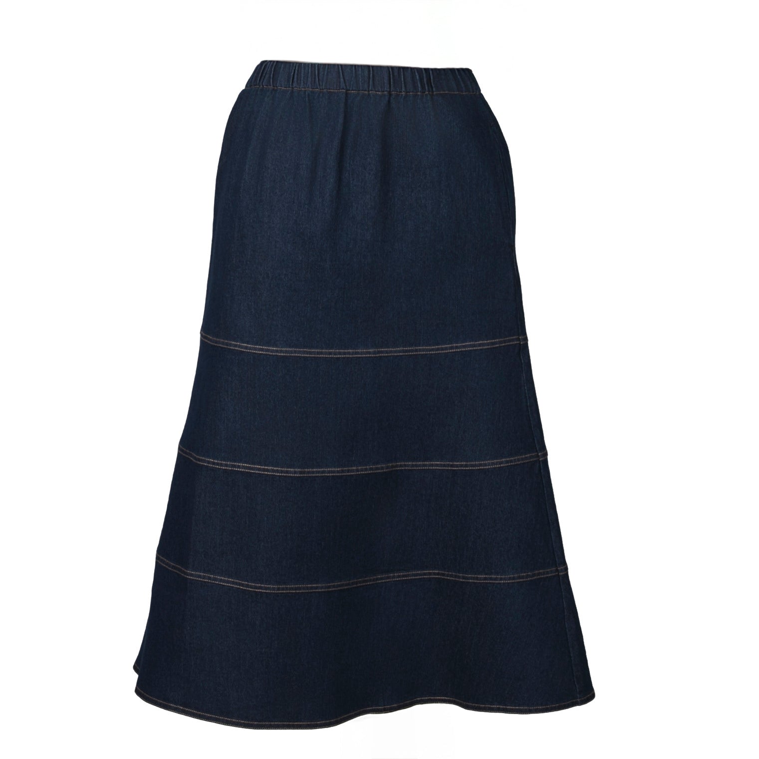 Tiered Denim Skirt with Pockets