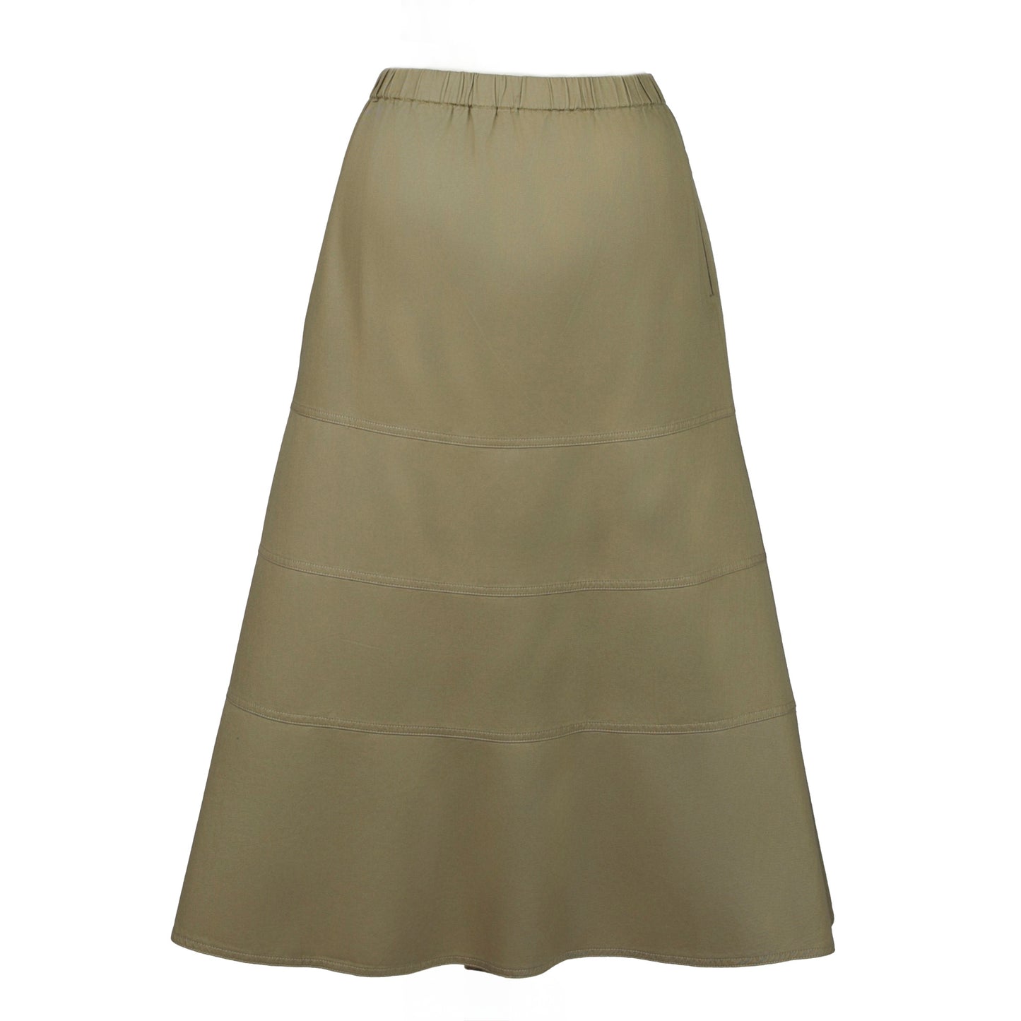 Tiered Khaki Skirt with Pockets