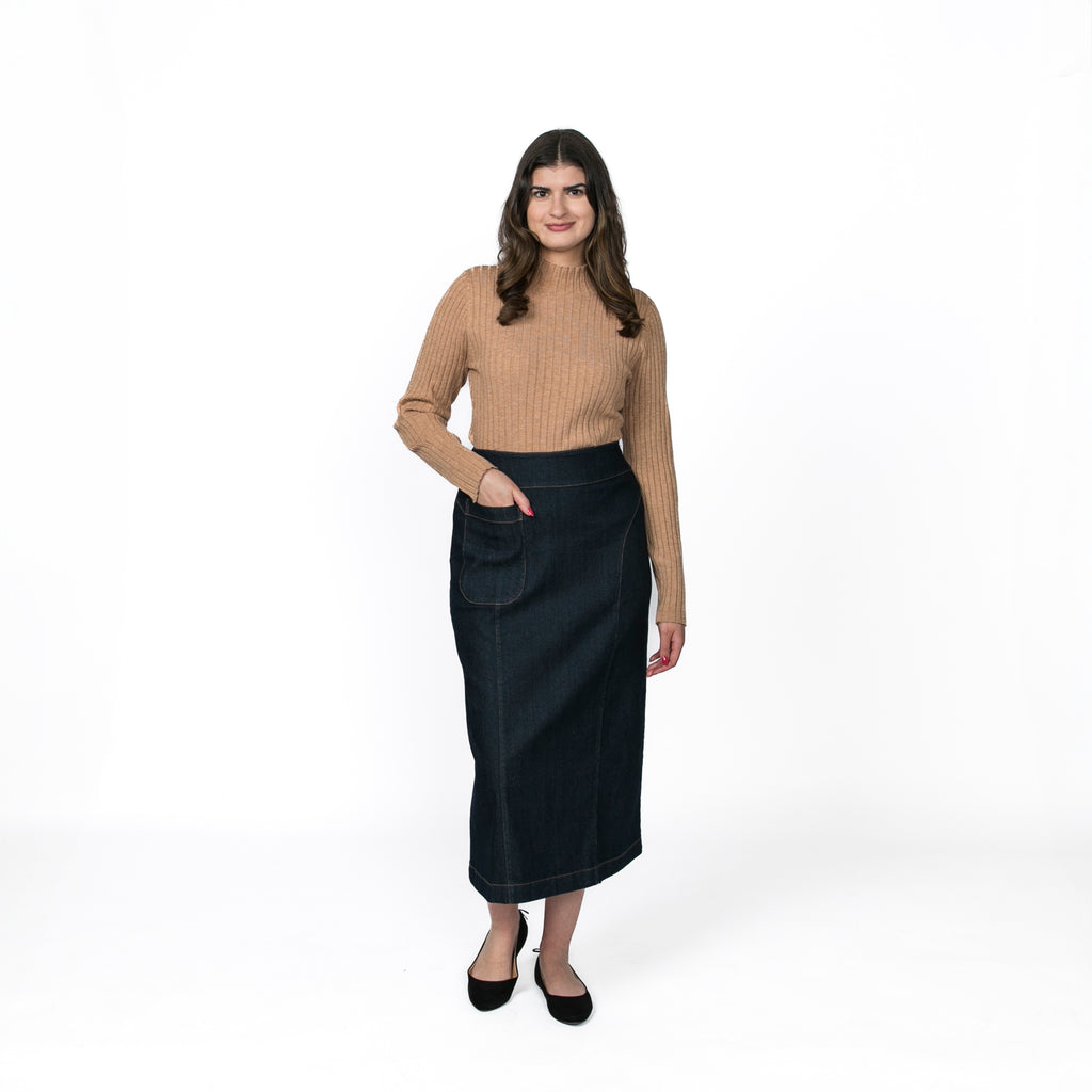 A-line Denim Skirt with Pocket