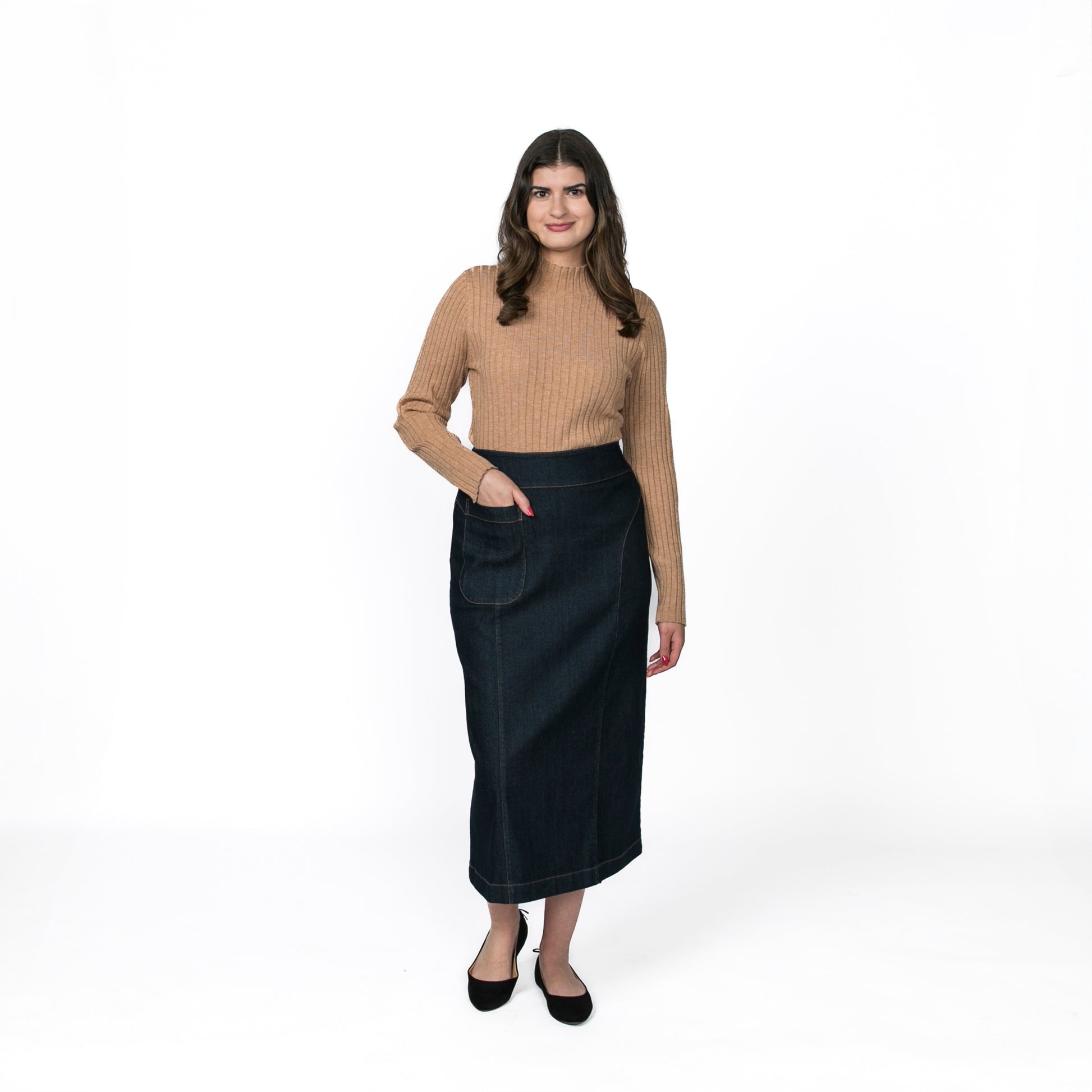 A-line Denim Skirt with Pocket
