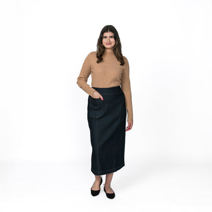 A-line Denim Skirt with Pocket