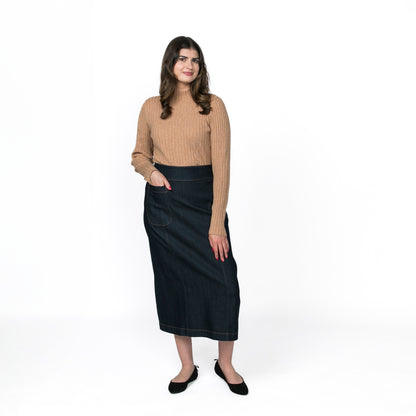 A-line Denim Skirt with Pocket