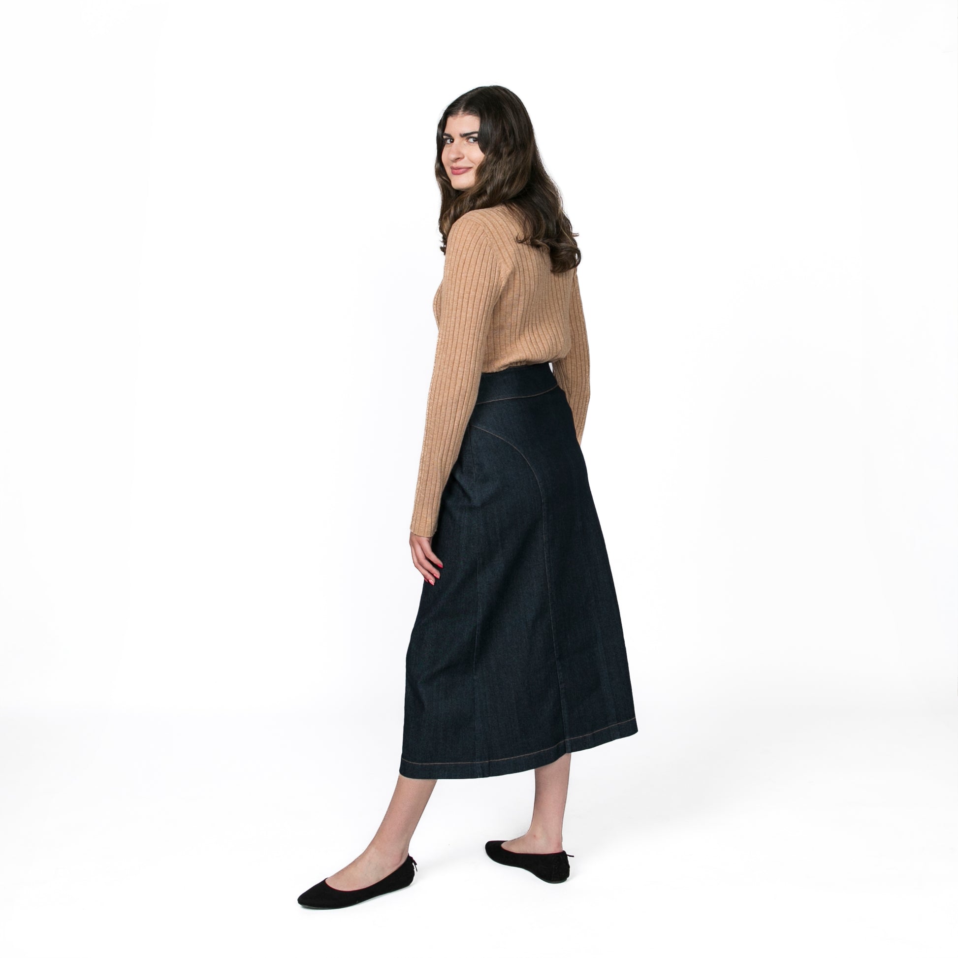 A-line Denim Skirt with Pocket