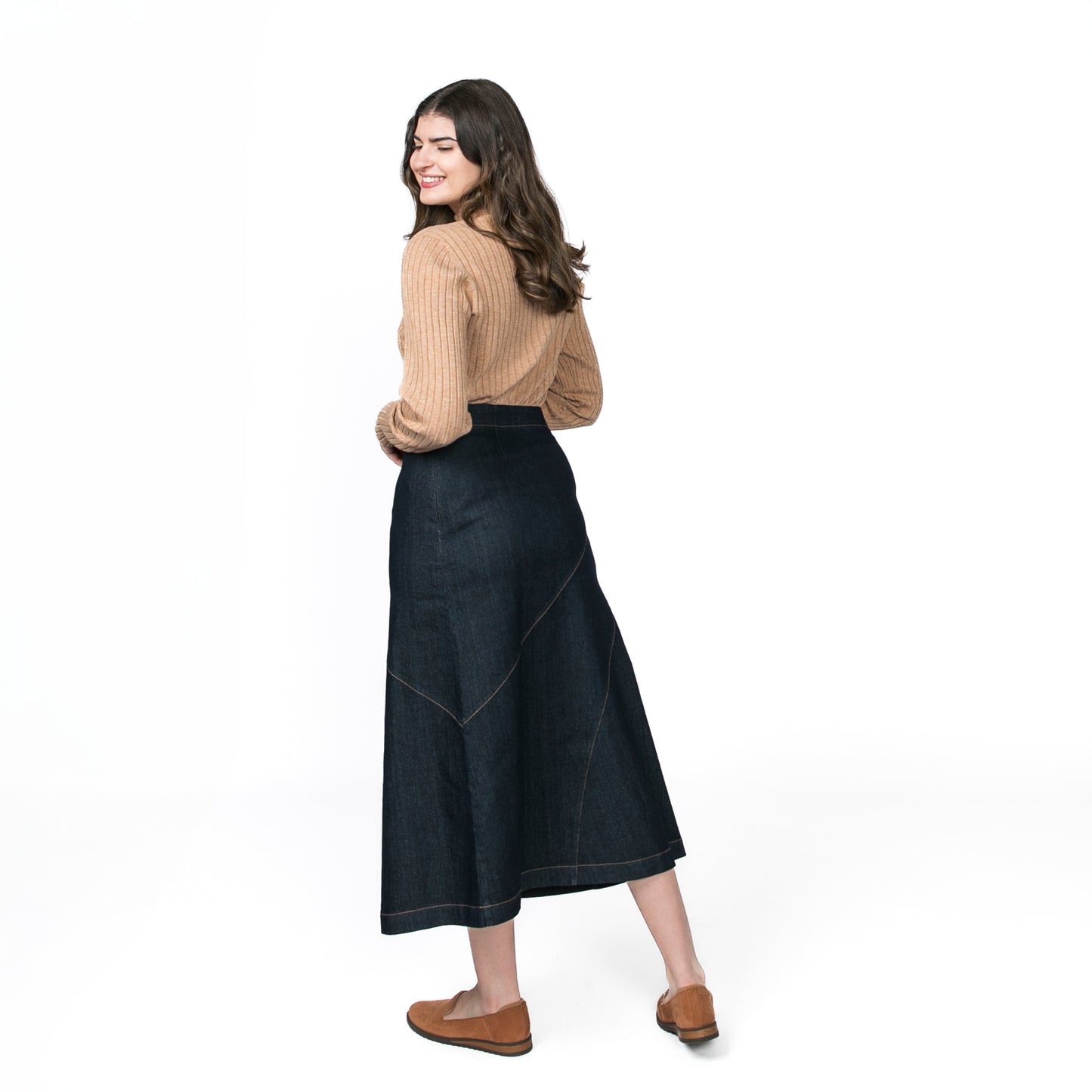 Diagonal Denim Skirt