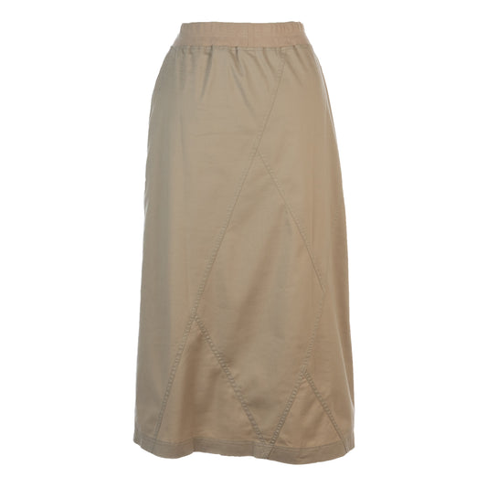 Diamond Seams Khaki Pull On Skirt