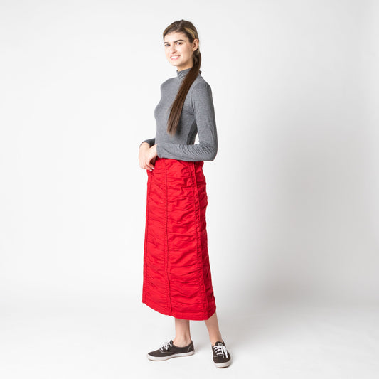 Shirred Red Skirt